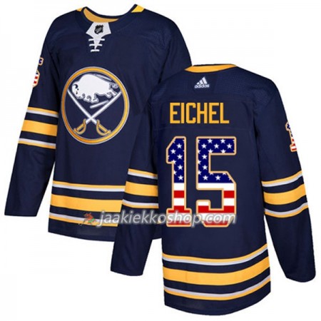 Miehille NHL Buffalo Sabres Pelipaita Jack Eichel 15 Adidas 2017-2018 Marine Sininen USA Flag Fashion Authentic